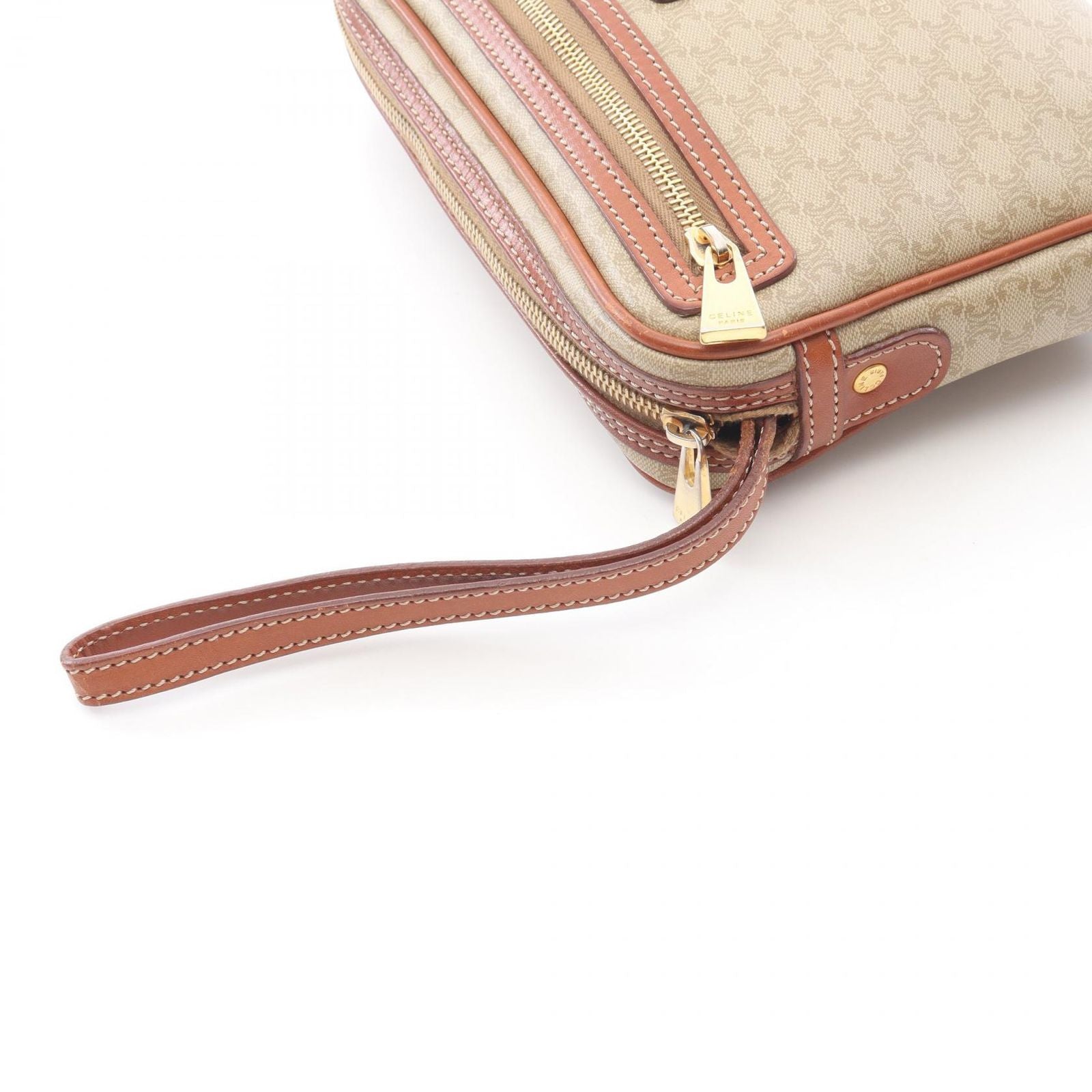Celine Clutch Macadam Beige Canvas Leather Triomphe — view 9