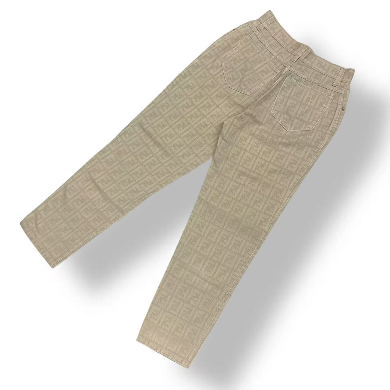 Fendi Pants Zucca FF Log All Over Pattern Cotton Gray 42 — view 2