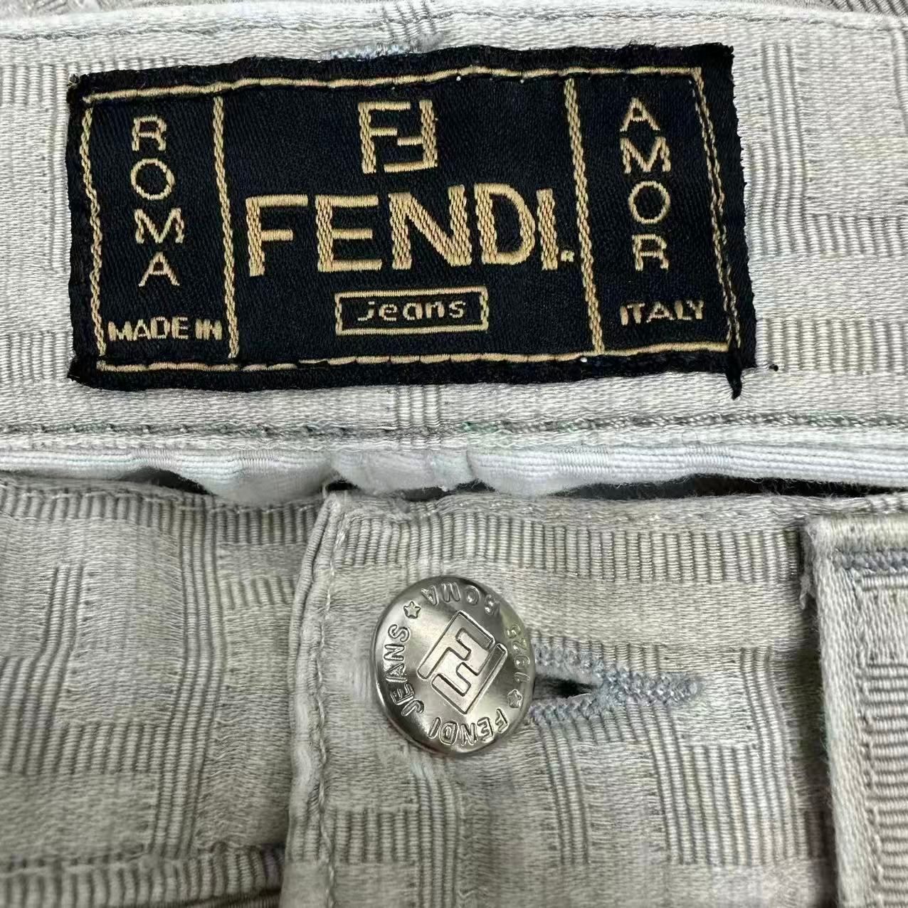 Fendi Pants Zucca FF Log All Over Pattern Cotton Gray 42 — view 5