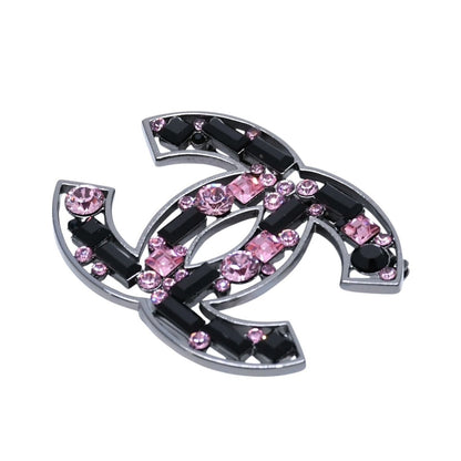 Chanel CC Logo Bijou Brooch Rhinestone Pink Black 03 AW — view 2