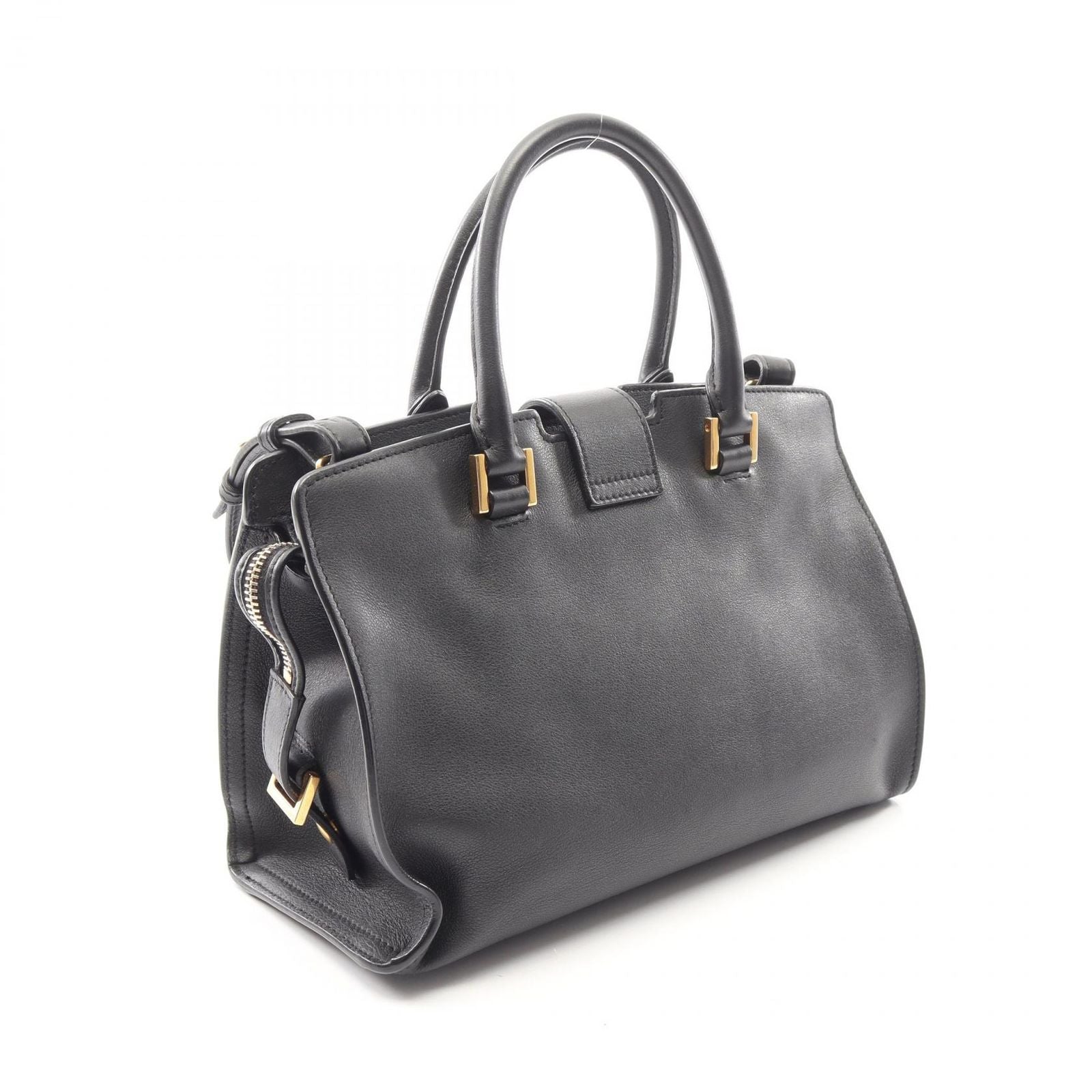 Saint Laurent Paris Handbag Baby Cabas YSL Line Black Leather Monogram — view 2