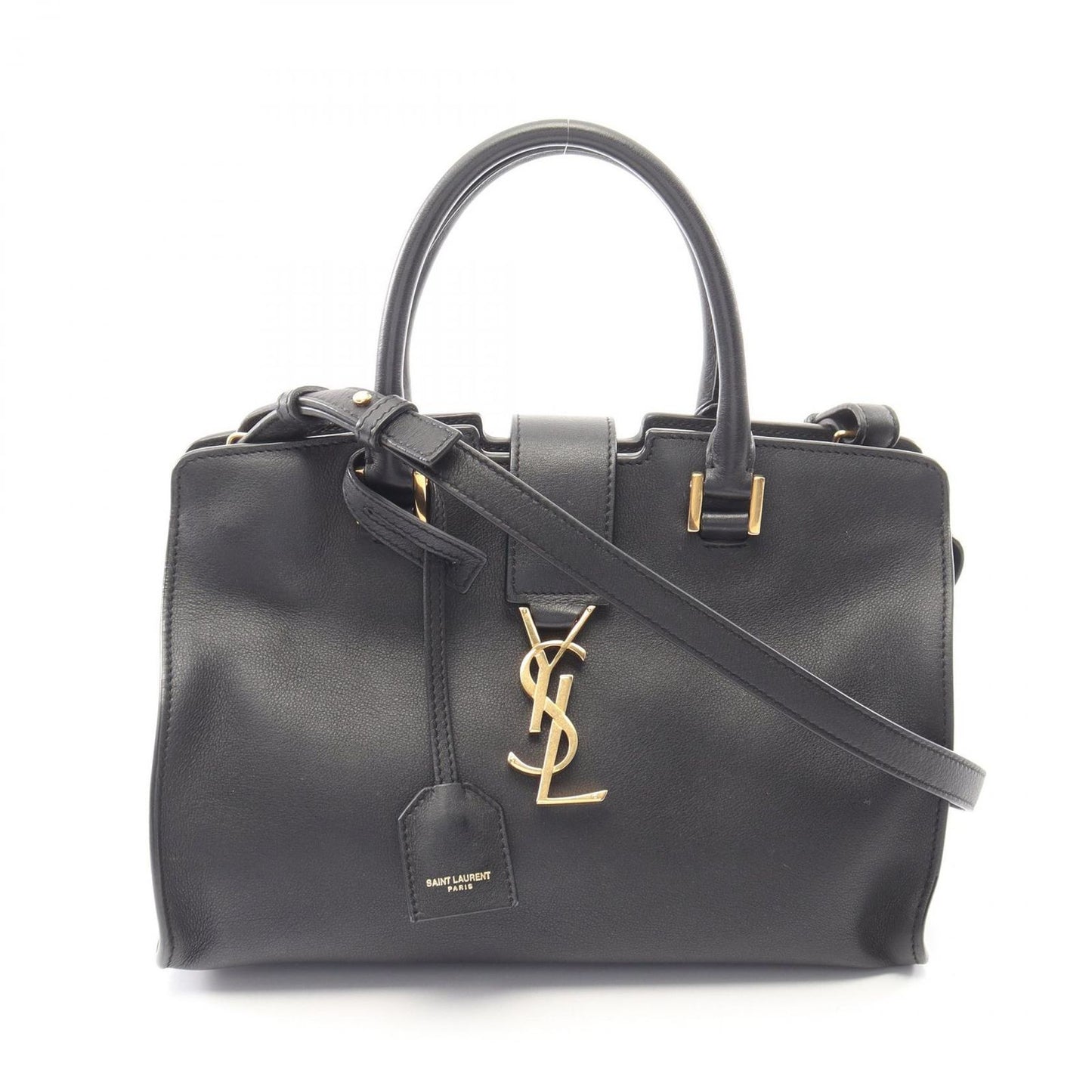 Saint Laurent Paris Handbag Baby Cabas YSL Line Black Leather Monogram