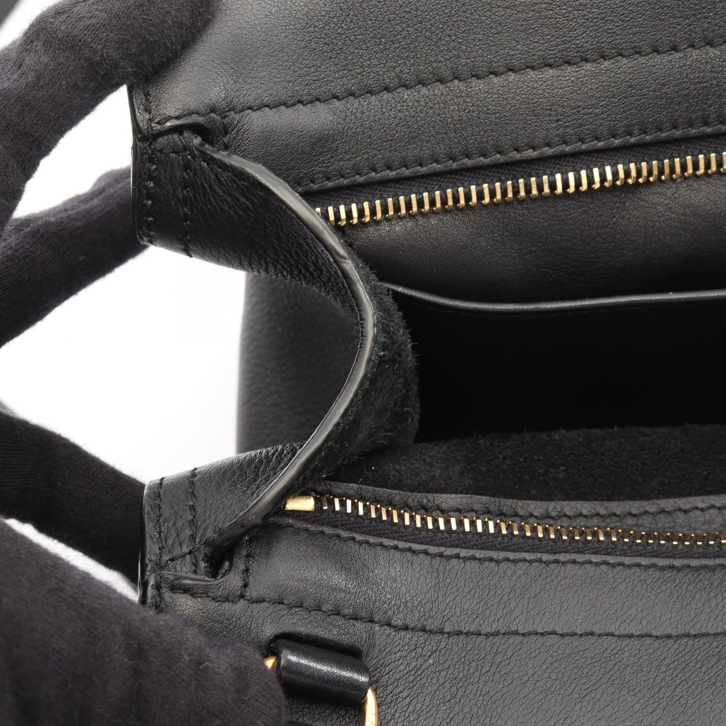 Saint Laurent Paris Handbag Baby Cabas YSL Line Black Leather Monogram — view 7