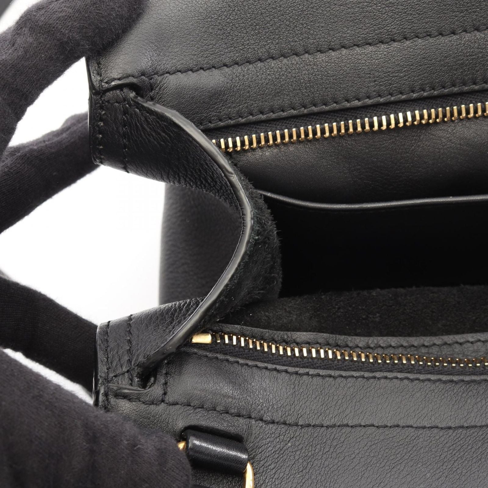 Saint Laurent Paris Handbag Baby Cabas YSL Line Black Leather Monogram — view 7