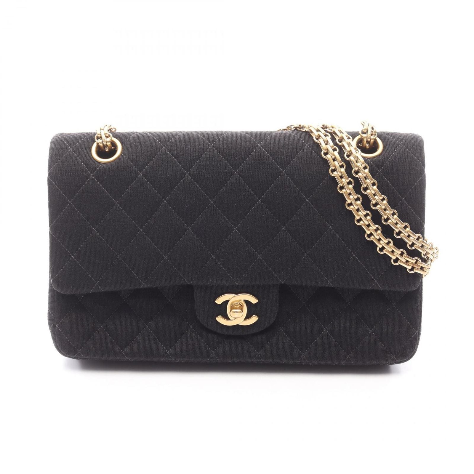 Chanel Shoulder Bag Quilted Double Flap Black Chain