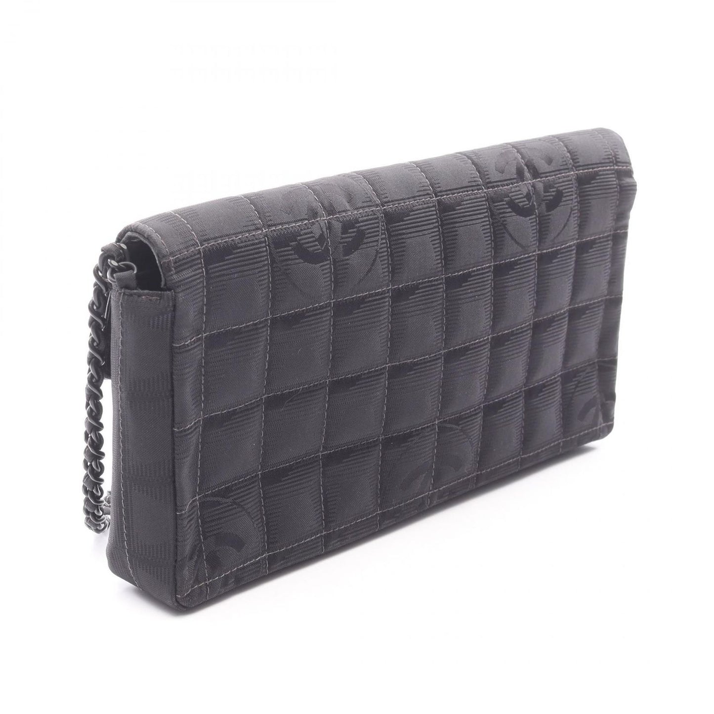 Chanel Shoulder Bag New Travel Line Choco Bar Black Leather New Platinum — view 2
