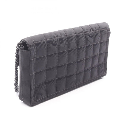 Chanel Shoulder Bag New Travel Line Choco Bar Black Leather New Platinum — view 2