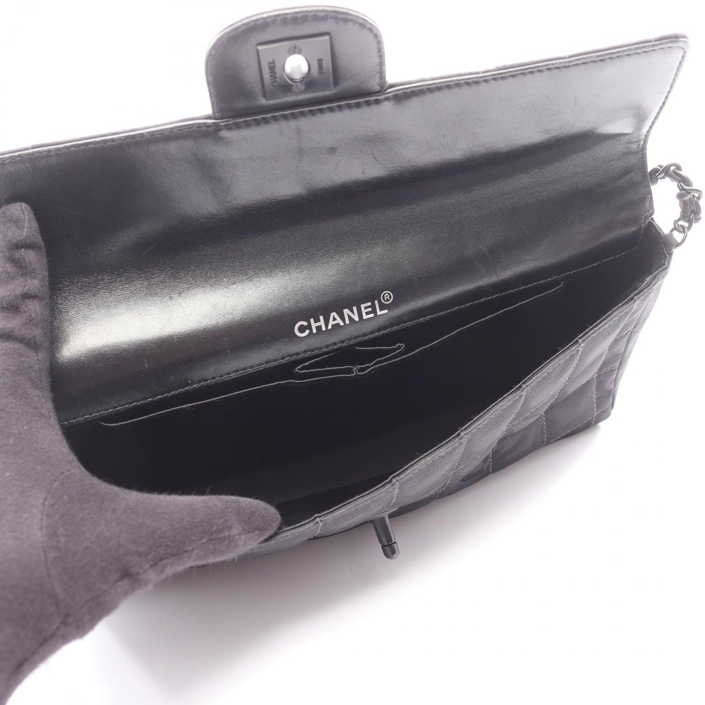 Chanel Shoulder Bag New Travel Line Choco Bar Black Leather New Platinum — view 3
