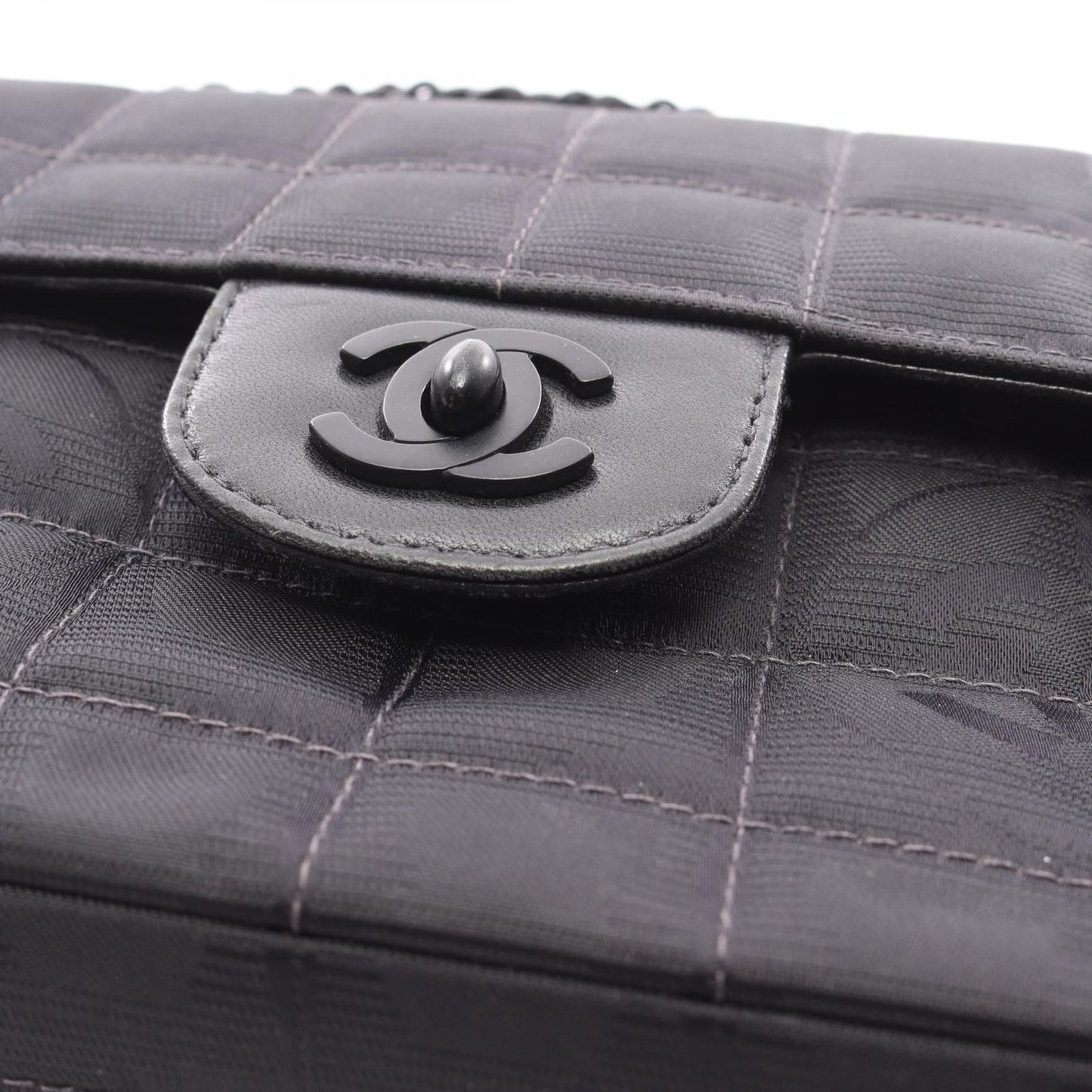 Chanel Shoulder Bag New Travel Line Choco Bar Black Leather New Platinum — view 9