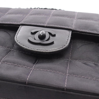 Chanel Shoulder Bag New Travel Line Choco Bar Black Leather New Platinum — view 9