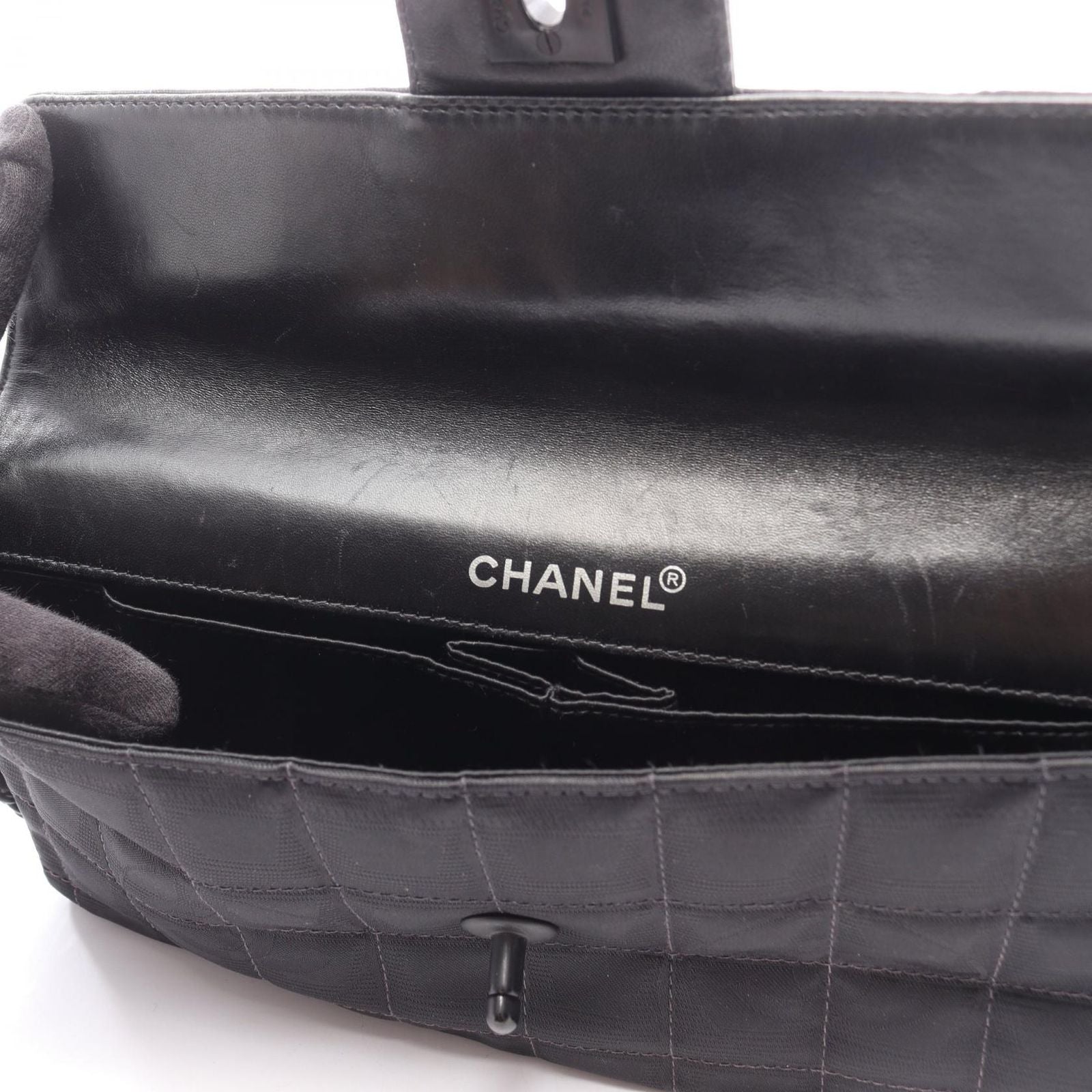 Chanel Shoulder Bag New Travel Line Choco Bar Black Leather New Platinum — view 7