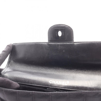 Chanel Shoulder Bag New Travel Line Choco Bar Black Leather New Platinum — view 8