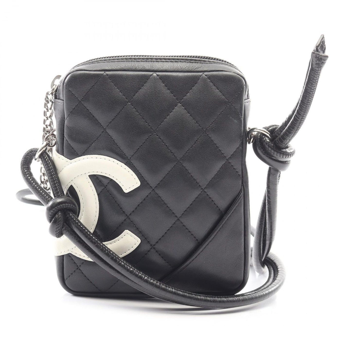Chanel Shoulder Bag Cambon Line Small Black White Leather Pochette