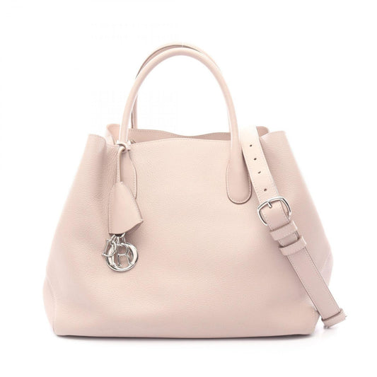 Dior Handbag Open 2-Way Pink Beige Leather Tote Back
