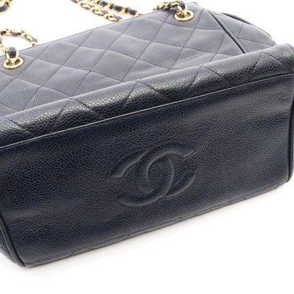 Chanel Shoulder Bag Quilted Navy Caviar Leather Chain — view 7