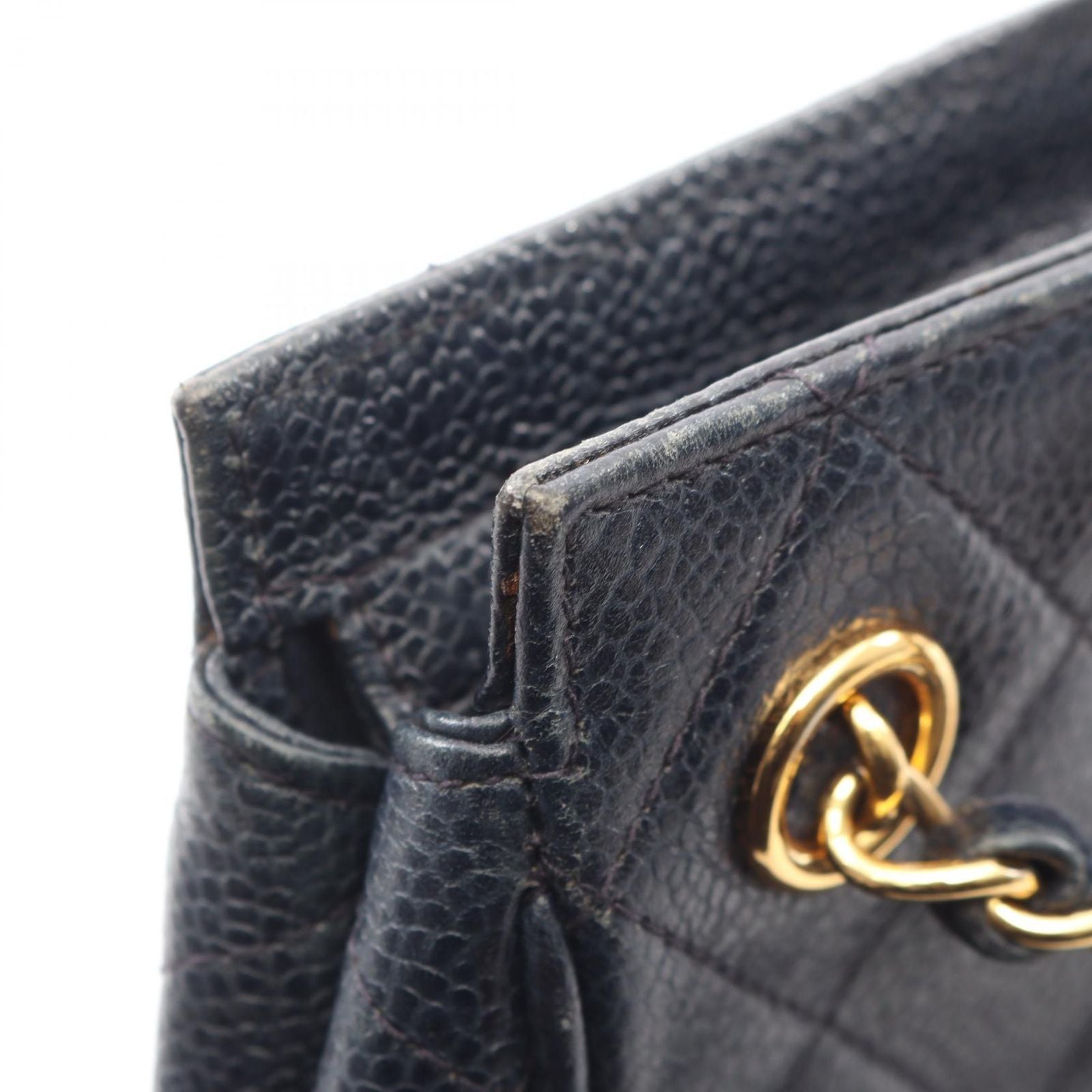 Chanel Shoulder Bag Quilted Navy Caviar Leather Chain — view 9