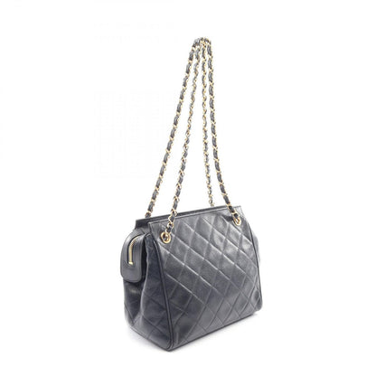 Chanel Shoulder Bag Quilted Navy Caviar Leather Chain — view 2