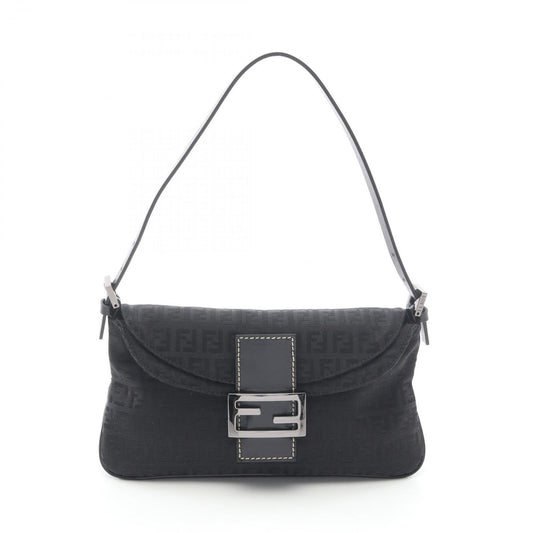 Fendi Handbag Zucchino Black Canvas Leather Mamma Bucket