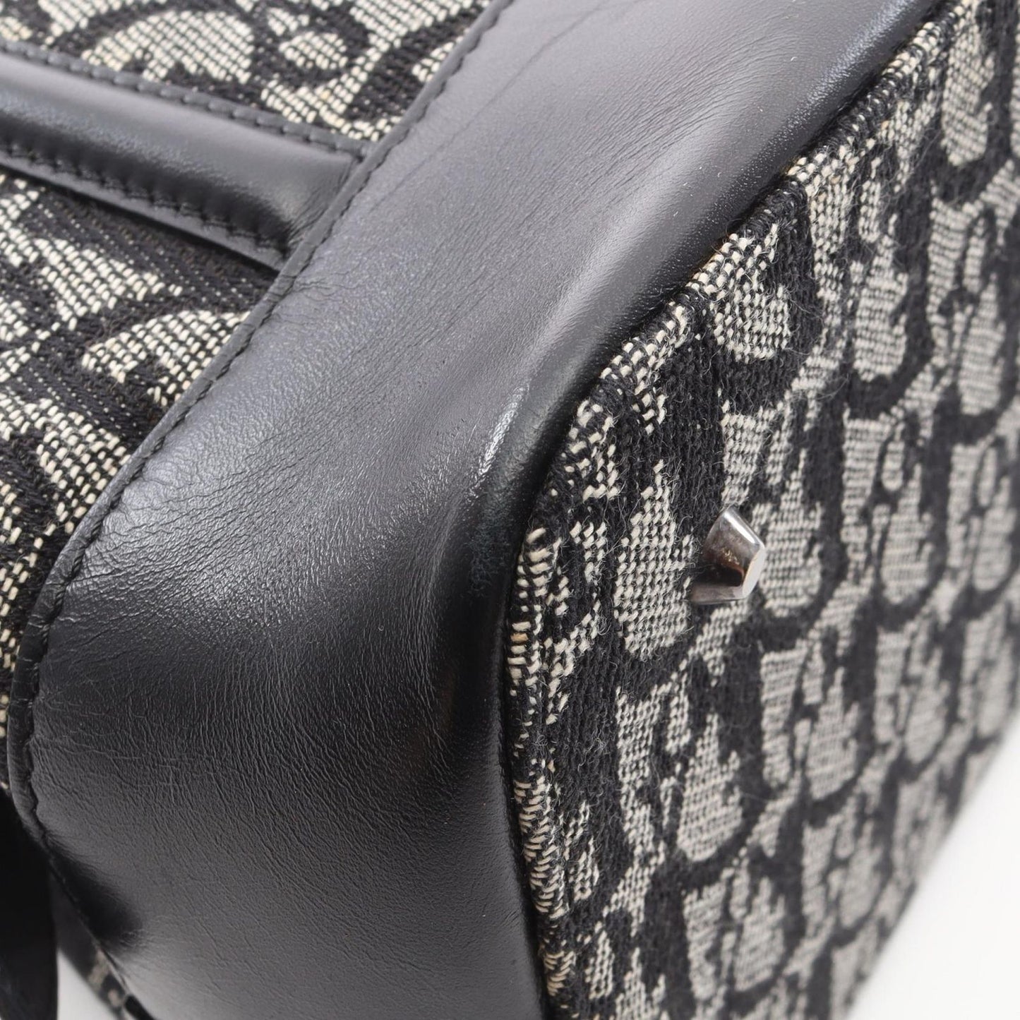 Dior Handbag Trotter Black Beige Canvas Leather Hand — view 7