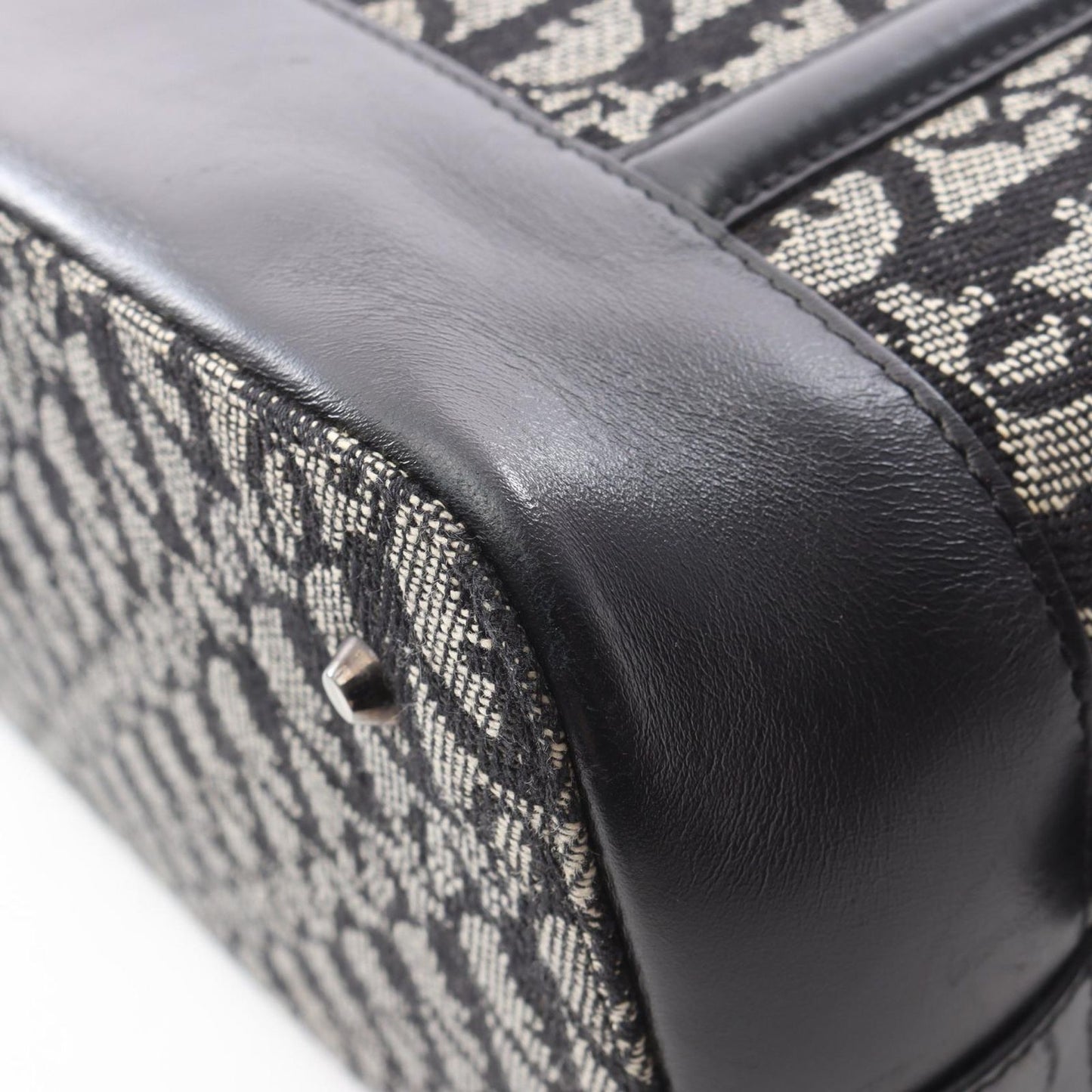 Dior Handbag Trotter Black Beige Canvas Leather Hand — view 8