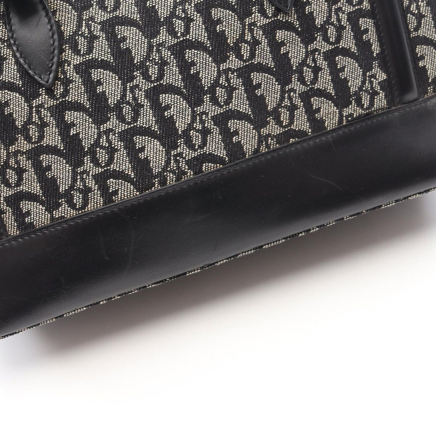 Dior Handbag Trotter Black Beige Canvas Leather Hand — view 5
