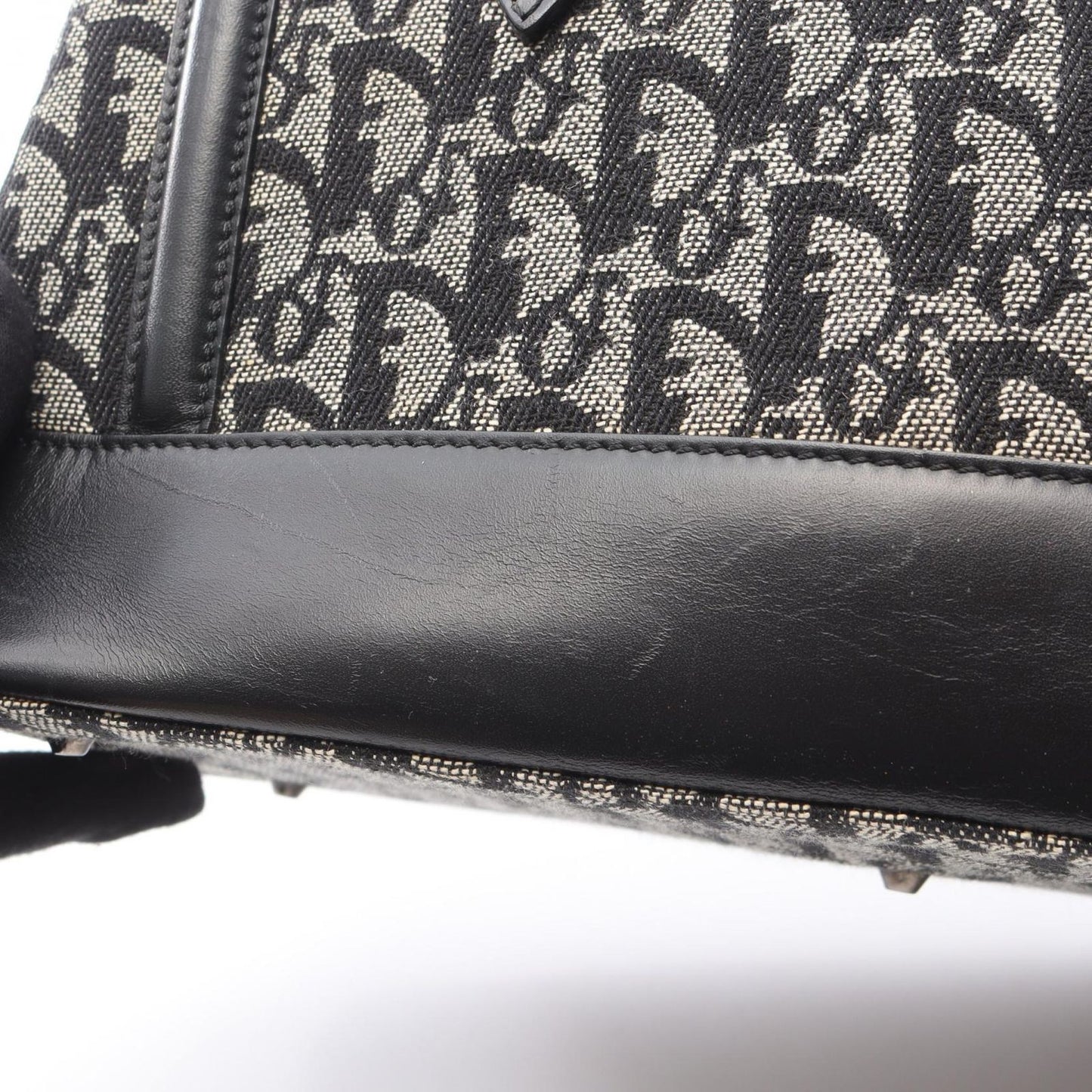 Dior Handbag Trotter Black Beige Canvas Leather Hand — view 6