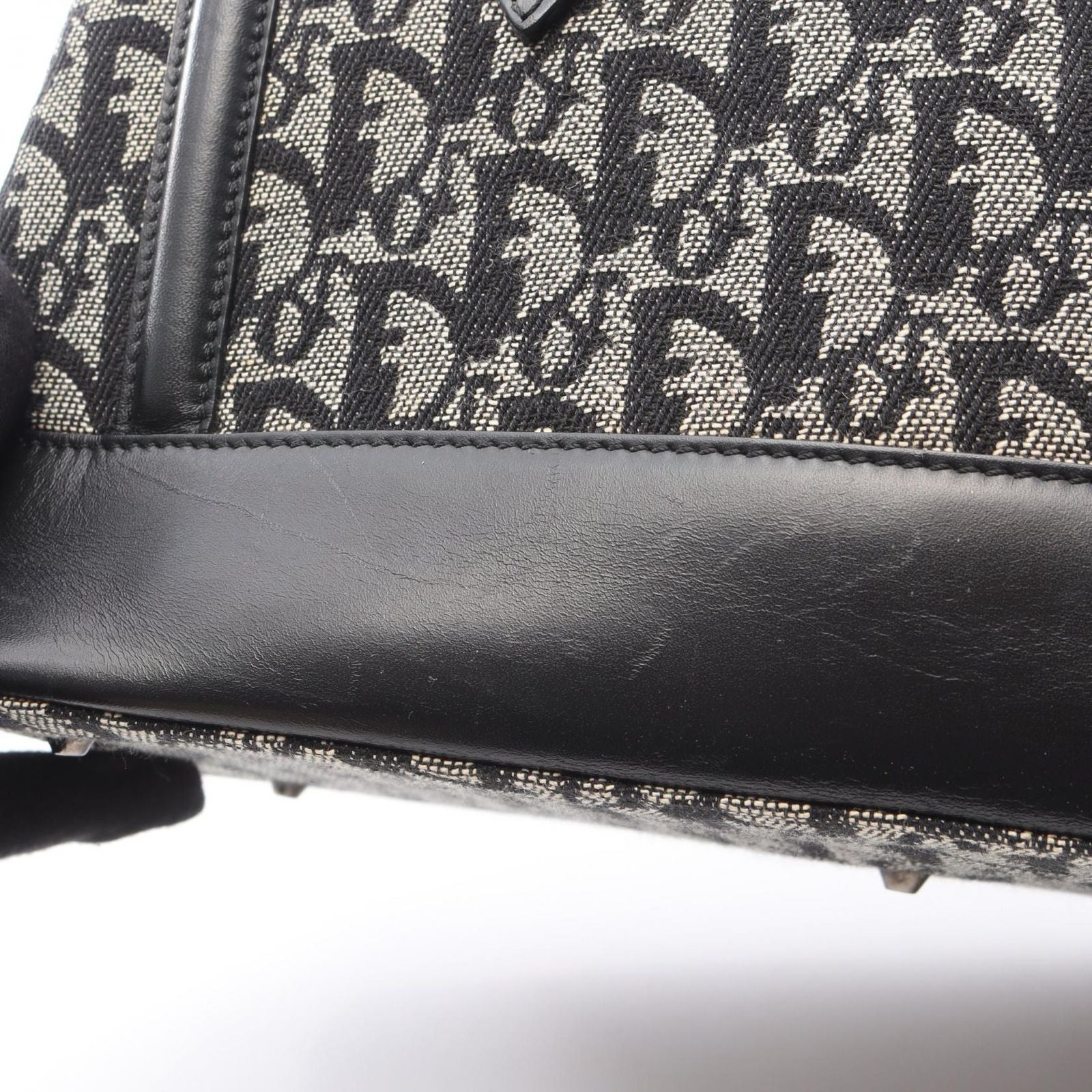 Dior Handbag Trotter Black Beige Canvas Leather Hand — view 6