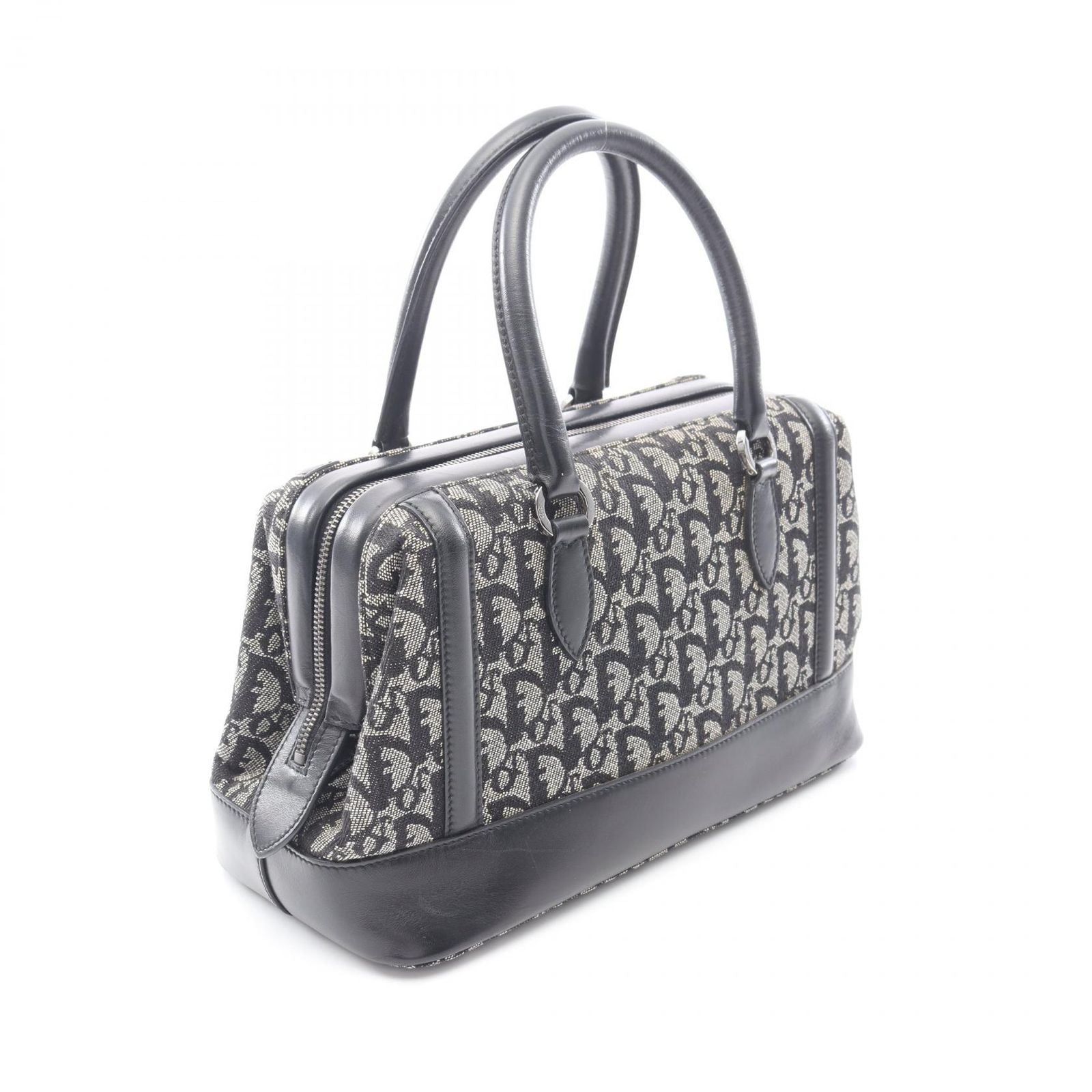 Dior Handbag Trotter Black Beige Canvas Leather Hand — view 2