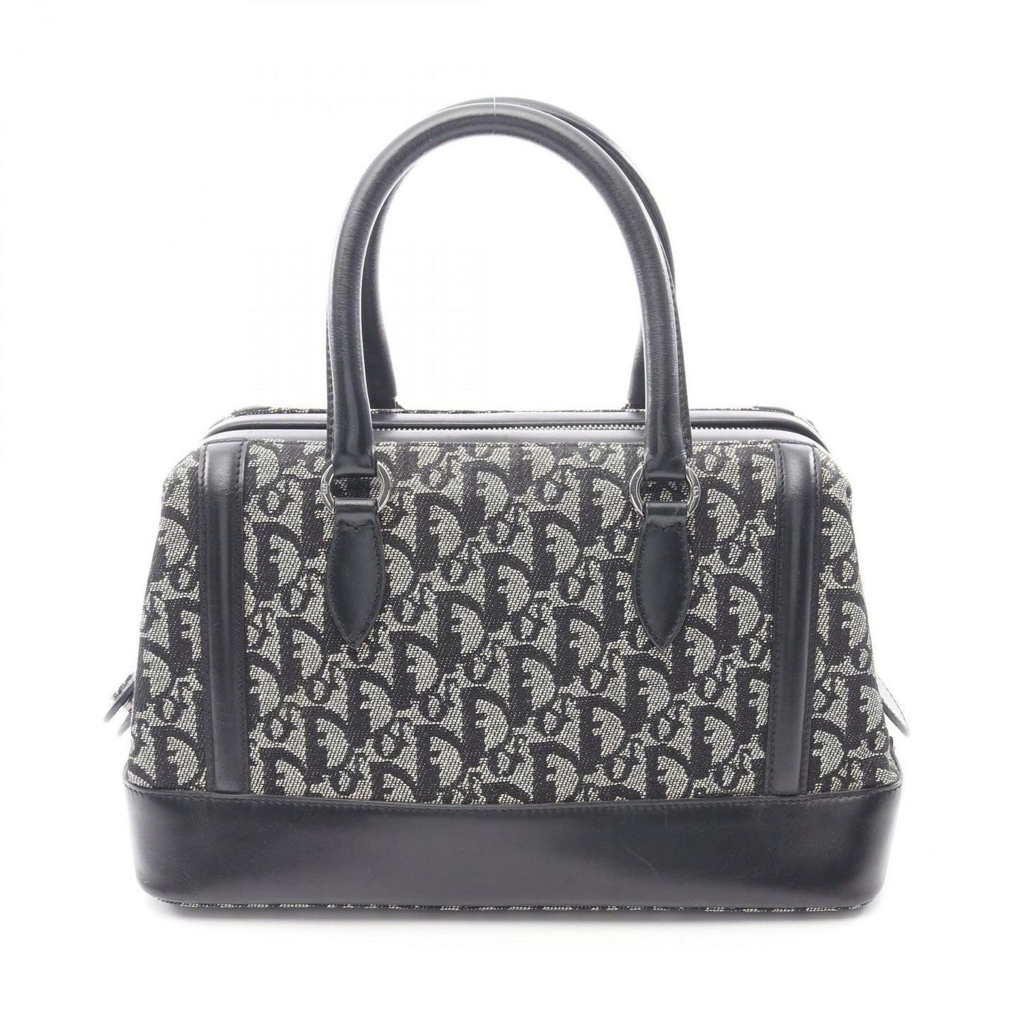 Dior Handbag Trotter Black Beige Canvas Leather Hand