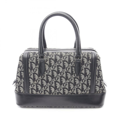 Dior Handbag Trotter Black Beige Canvas Leather Hand