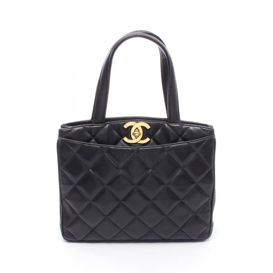 Chanel Tote Quilted Turnlock Navy Lambskin Handbag