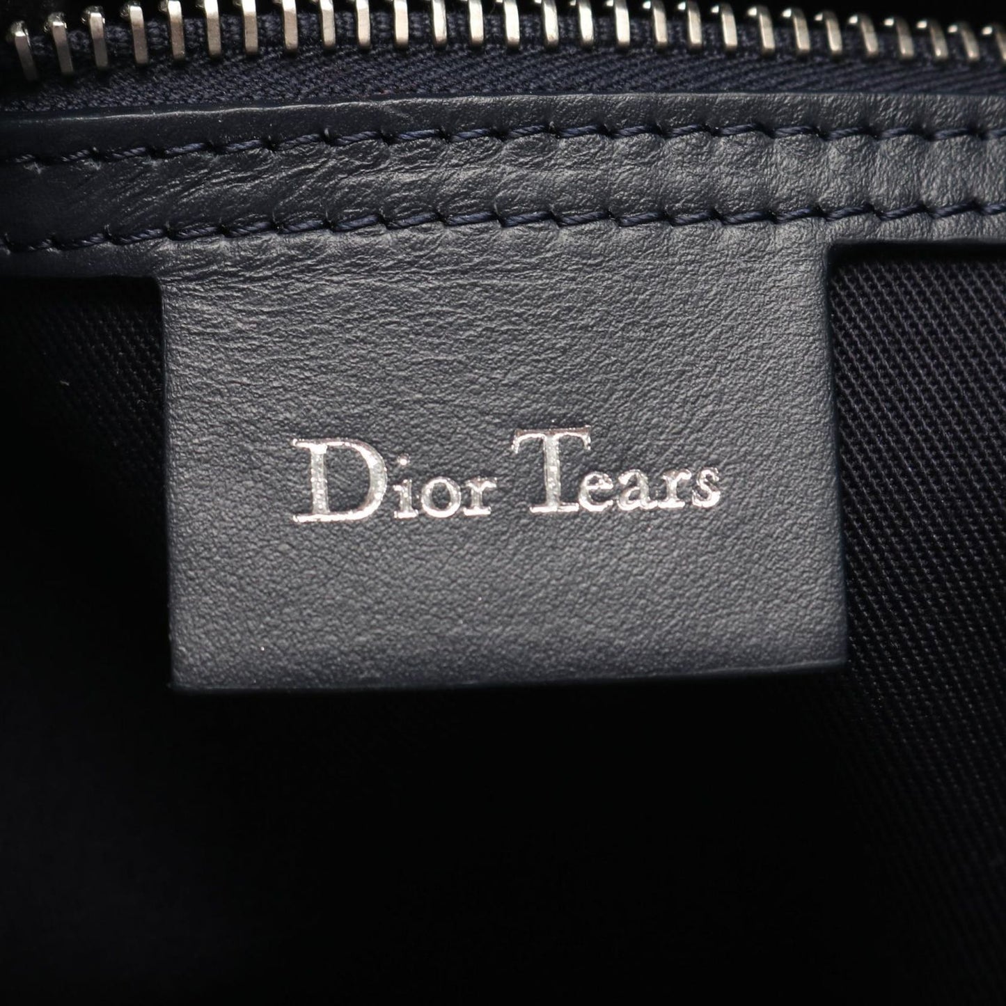 Dior Boston Bag Tears Lango 50 Oblique 2-Way Navy Gray Canvas Leather Piece Sign — view 4