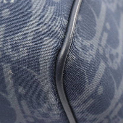 Dior Boston Bag Tears Lango 50 Oblique 2-Way Navy Gray Canvas Leather Piece Sign — view 5
