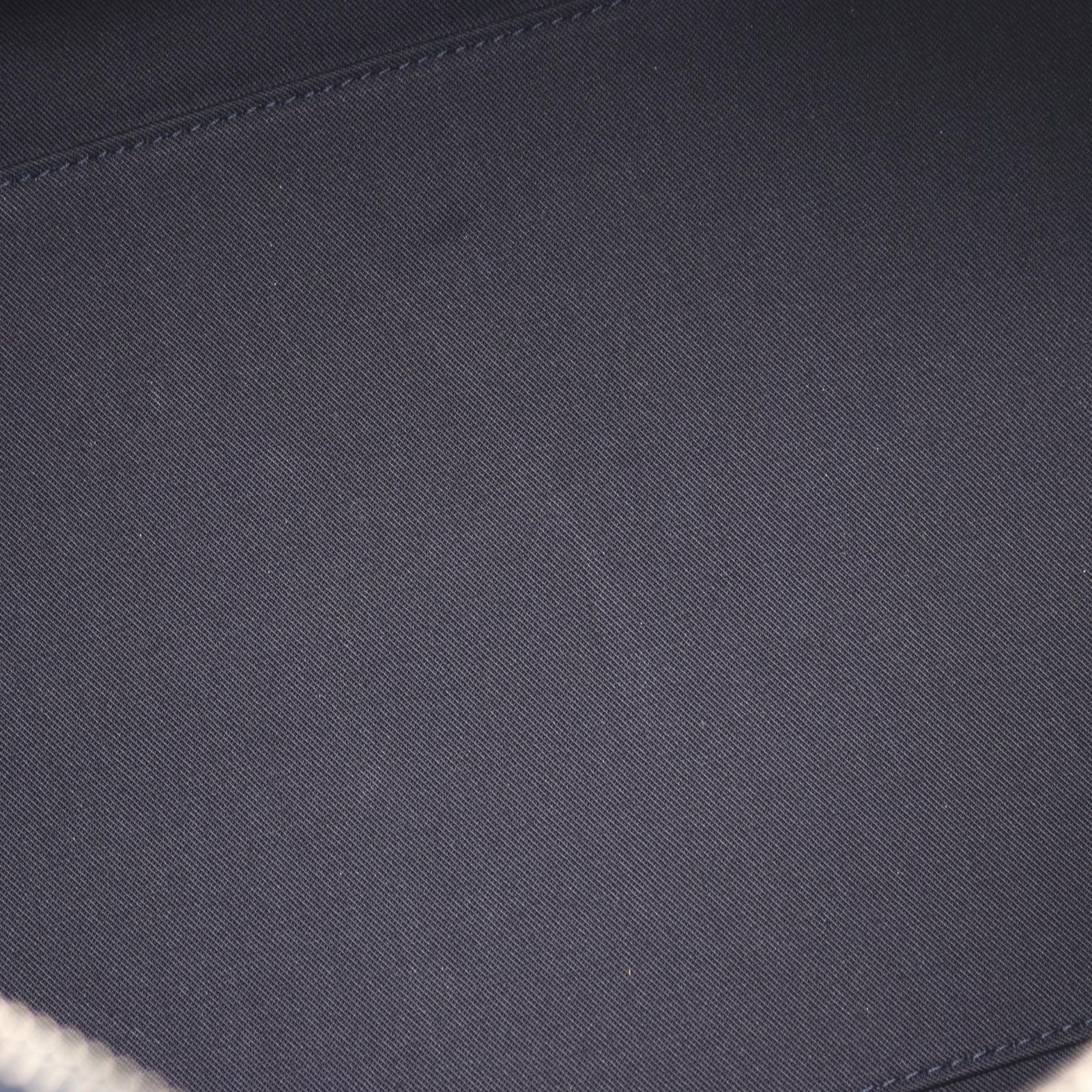 Dior Boston Bag Tears Lango 50 Oblique 2-Way Navy Gray Canvas Leather Piece Sign — view 7