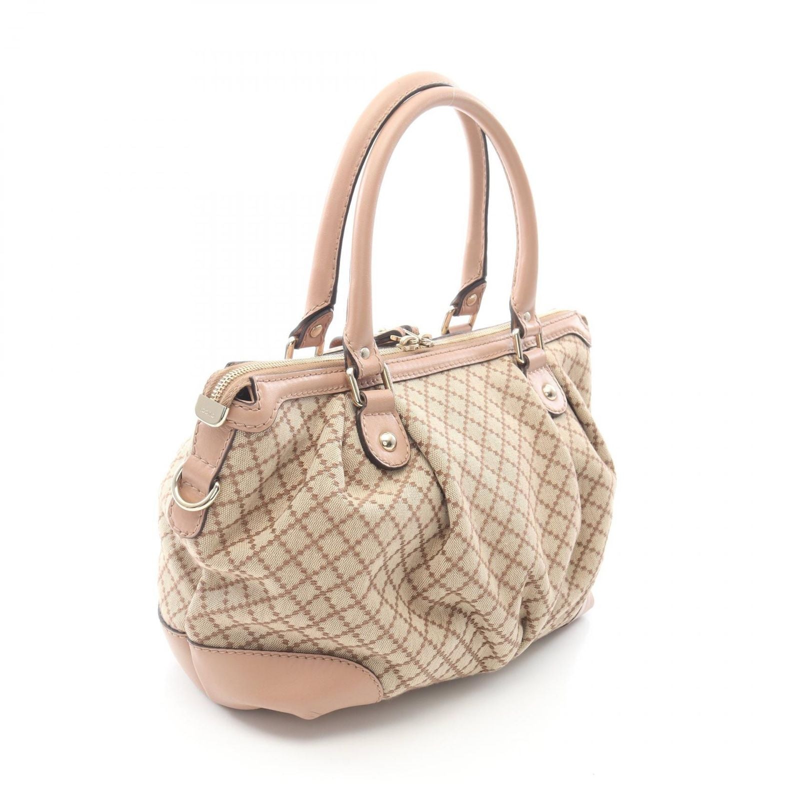 Gucci Handbag Ski Diamante 2-Way Beige Pink Canvas Leather — view 2