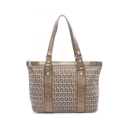 Fendi Tote Zucca Beige Canvas Leather Zucchino