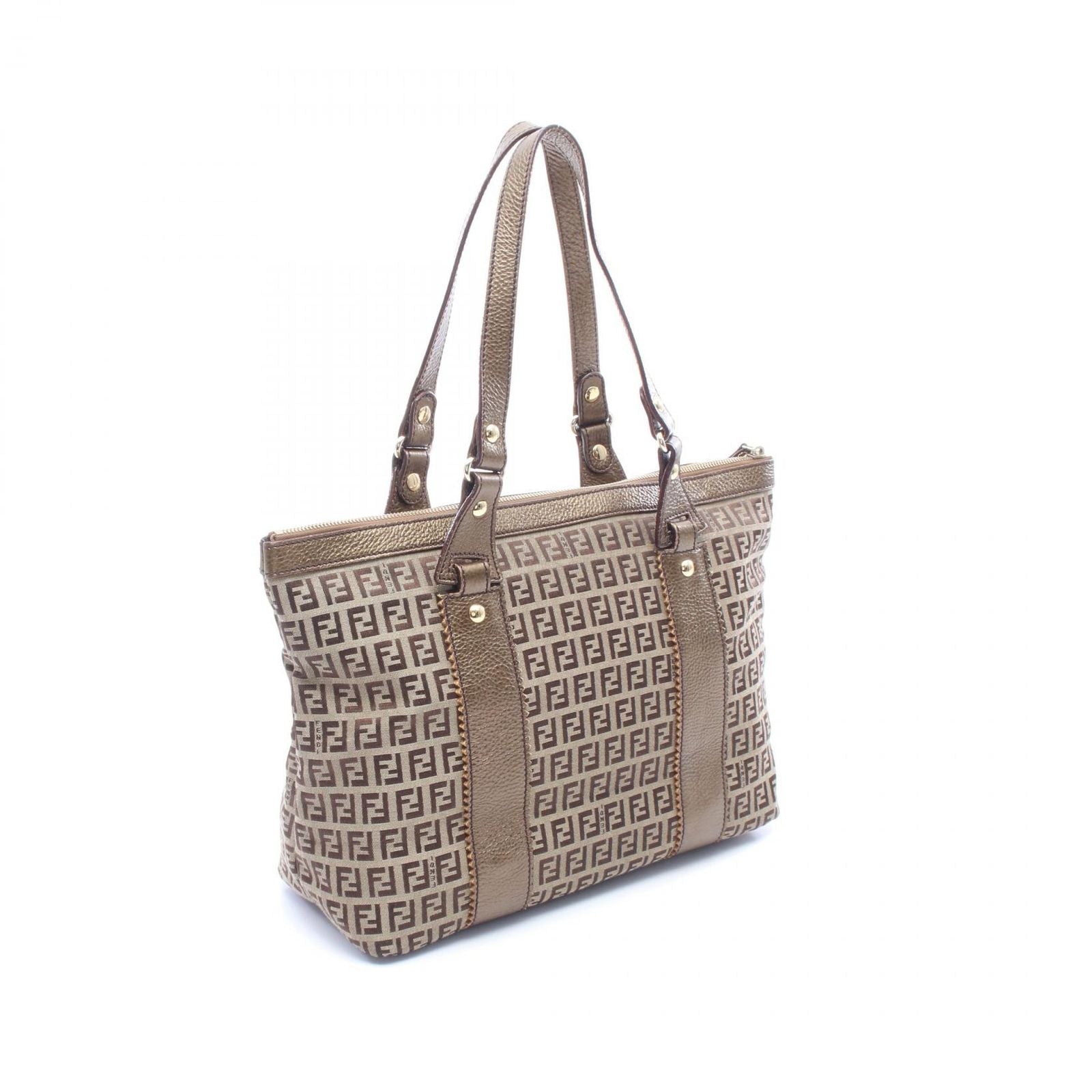 Fendi Tote Zucca Beige Canvas Leather Zucchino — view 2