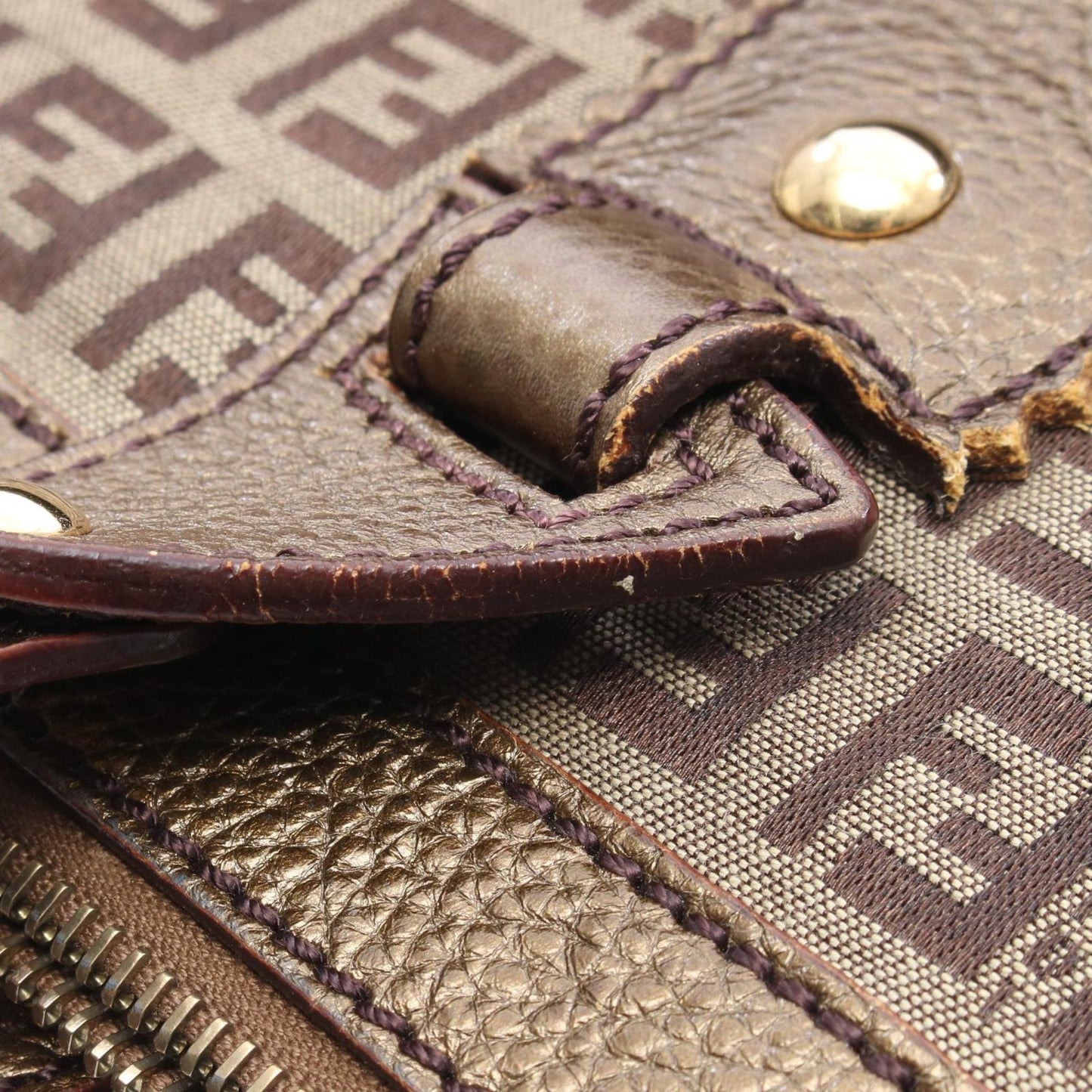 Fendi Tote Zucca Beige Canvas Leather Zucchino — view 6