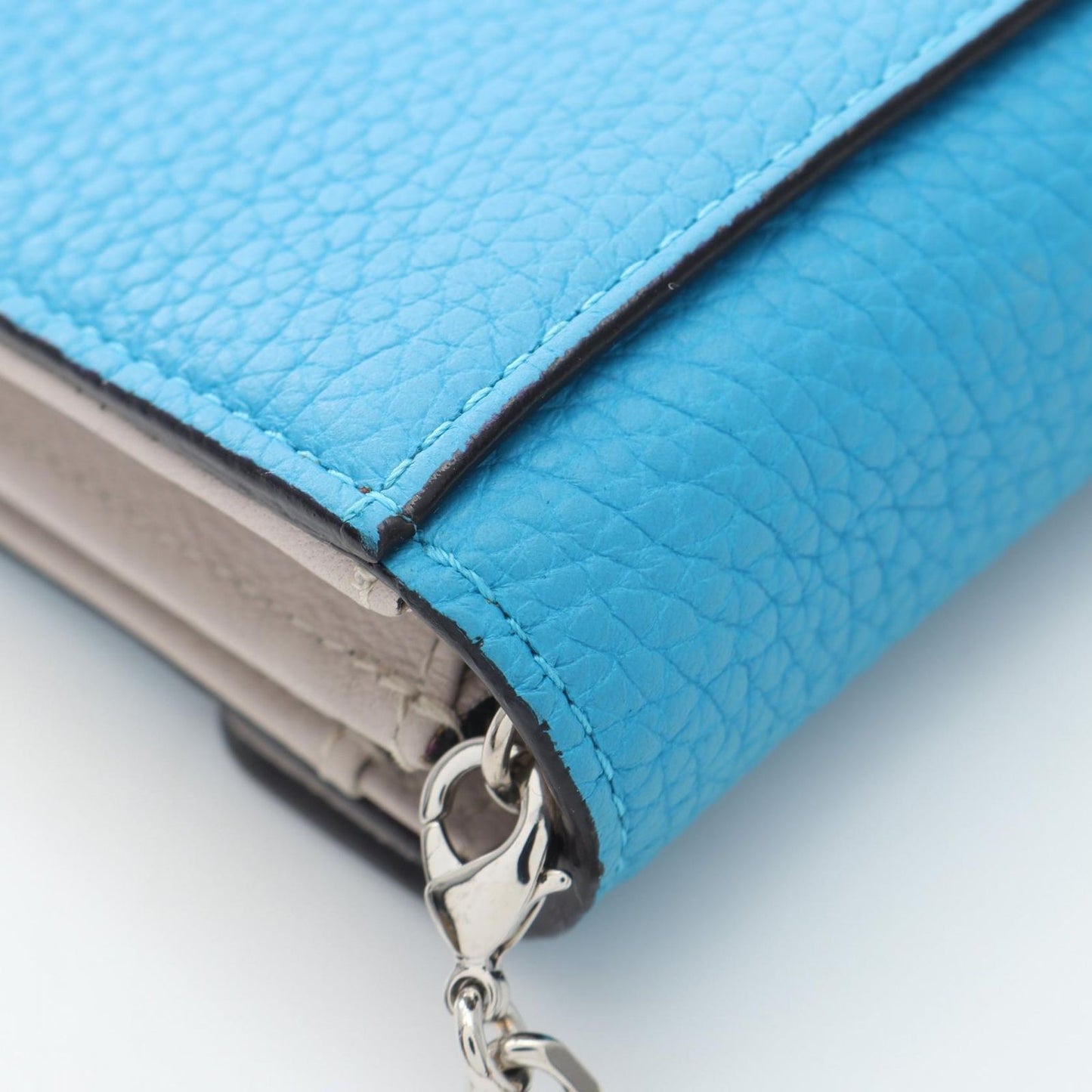Dior Bifold Wallet Diorissimo L'encontre Chain Blue Leather — view 8