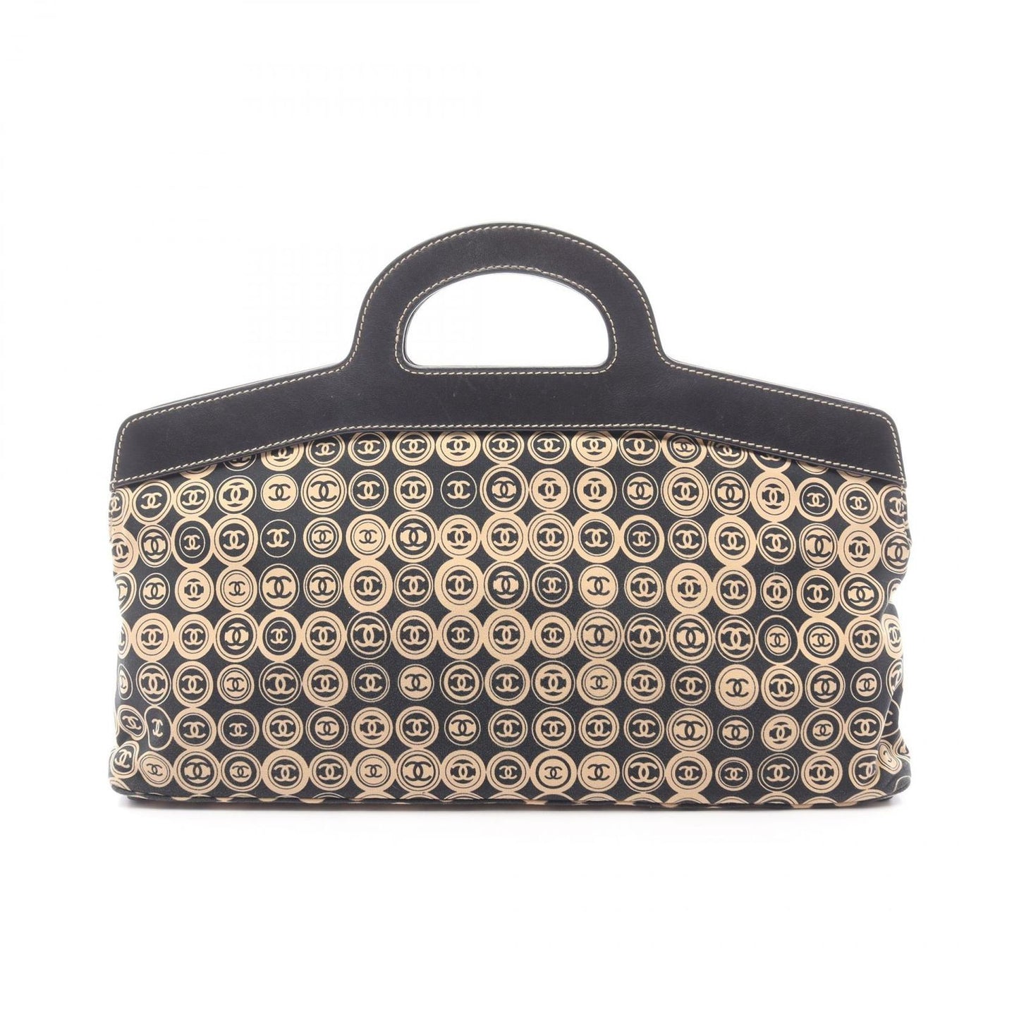 Chanel Handbag Black Beige Leather CC Logo