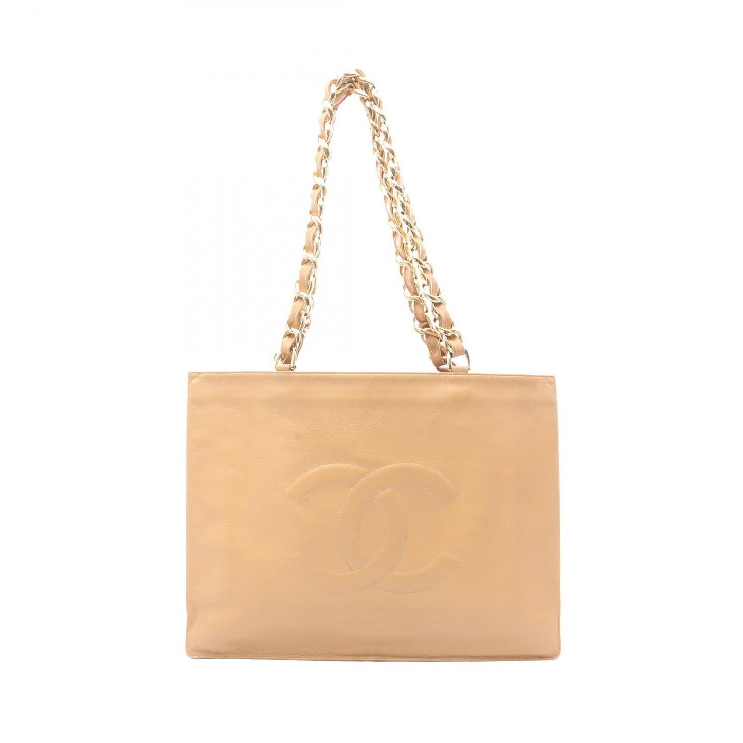 Chanel Tote Big CC Logo Beige Lambskin Jumbo CC Chain