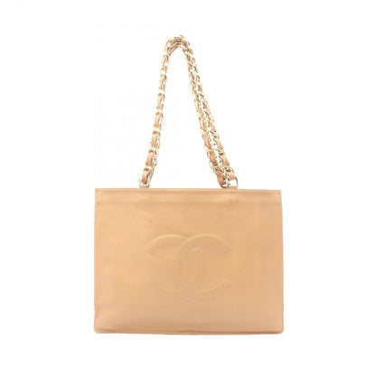 Chanel Tote Big CC Logo Beige Lambskin Jumbo CC Chain
