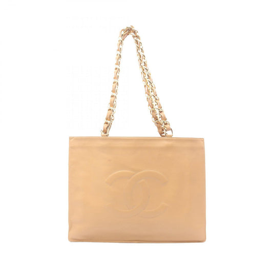 Chanel Tote Big CC Logo Beige Lambskin Jumbo CC Chain