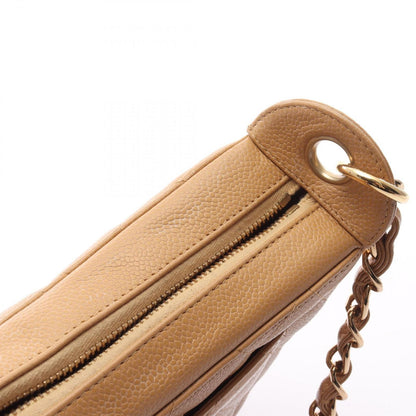 Chanel Shoulder Bag Quilted Beige Caviar Leather CC Logo — view 9