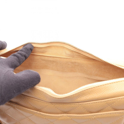 Chanel Shoulder Bag Quilted Beige Caviar Leather CC Logo — view 6