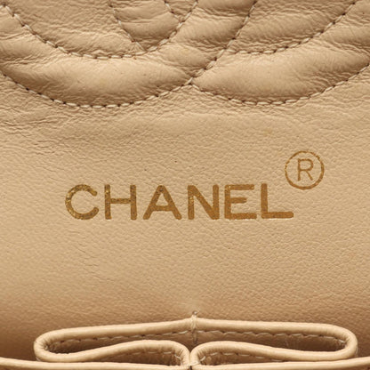 Chanel Shoulder Bag Quilted Double Flap Beige Lambskin Chain — view 4