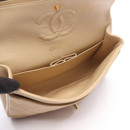 Chanel Shoulder Bag Quilted Double Flap Beige Lambskin Chain — view 3