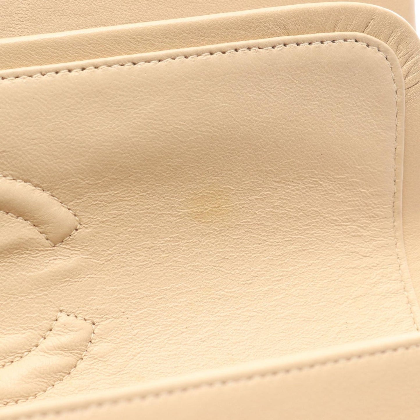 Chanel Shoulder Bag Quilted Double Flap Beige Lambskin Chain — view 6