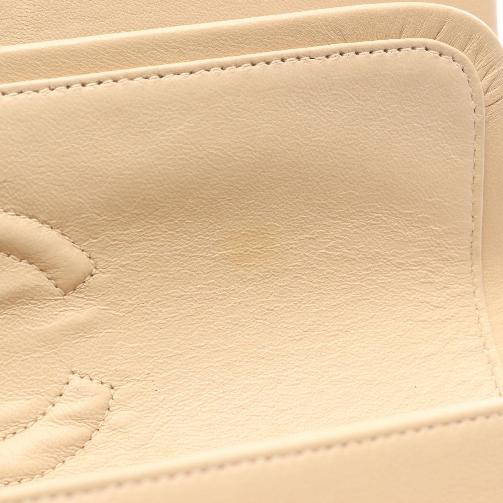 Chanel Shoulder Bag Quilted Double Flap Beige Lambskin Chain — view 6