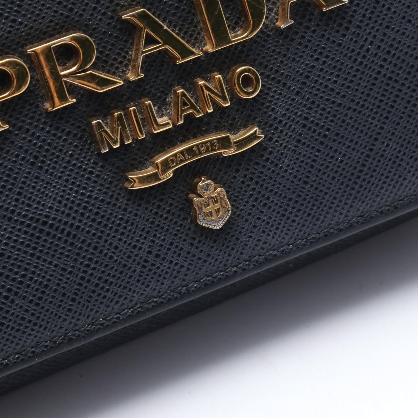 Prada Shoulder Bag Black Leather Logo Chain — view 5